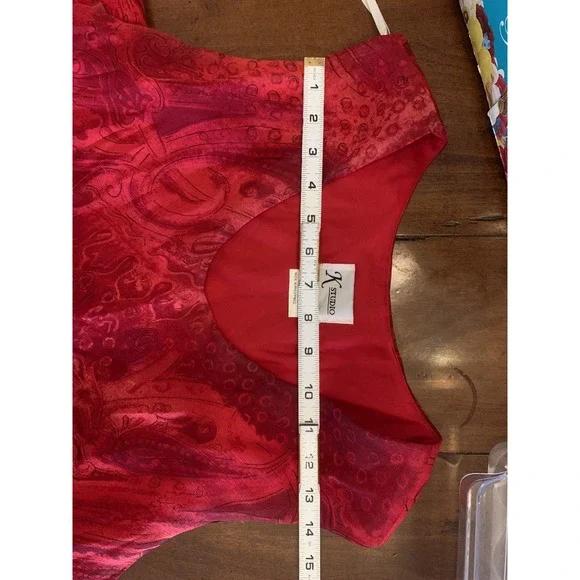 Vintage K Studio Dress Size 16 Red 90s Sleeveless‎ Ankle Length - Picture 7 of 7